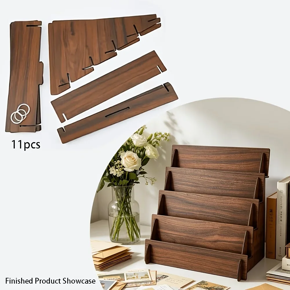 2/3/4‑Tier Light Luxury Solid Wood Display Rack, Universal Storage Stand for Postcards, Greeting Cards, Jewelry and Cosmetics