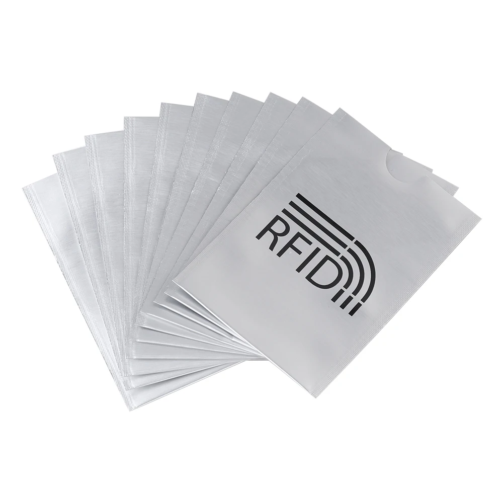 10ชิ้นป้องกันการสแกน RFID การปิดกั้นอลูมิเนียมกระเป๋าเก็บบัตรป้องกัน RFID กระเป๋าสตางค์ซองป้องกันบัตรประจำตัวบัตรธนบัตร