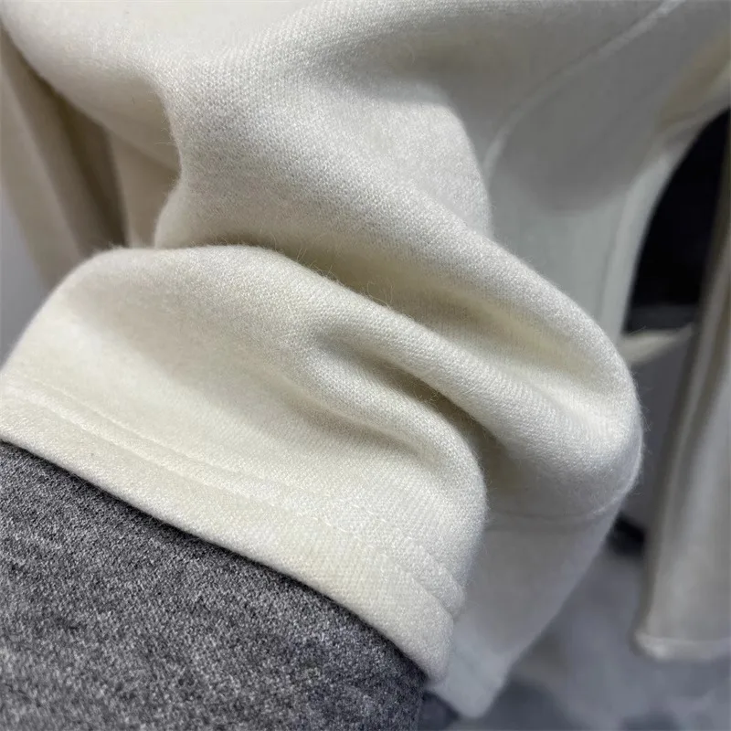 韓国ファッション レディース 無地 フェイクツーピース 長袖 パーカー スタンドカラー コントラストジッパー ハイストリート ベーシックトップ 秋