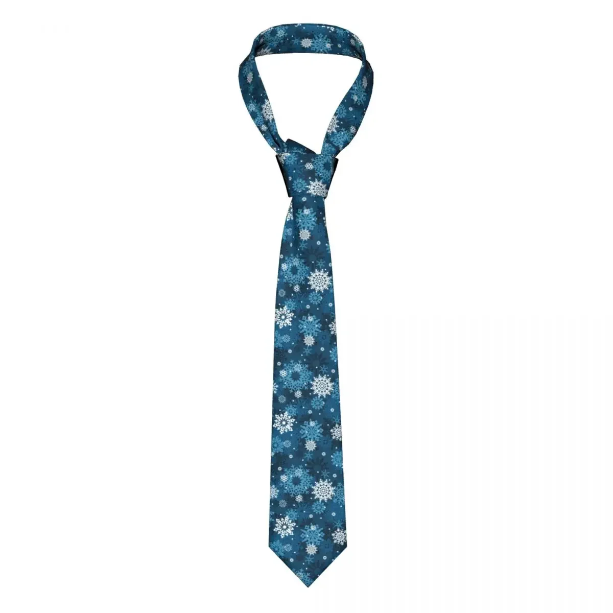 Classic Tie for Men Silk Mens Neckties  Wedding Party Business Adult Neck  Casual Snowflakes Seamlessly Pattern Blue 