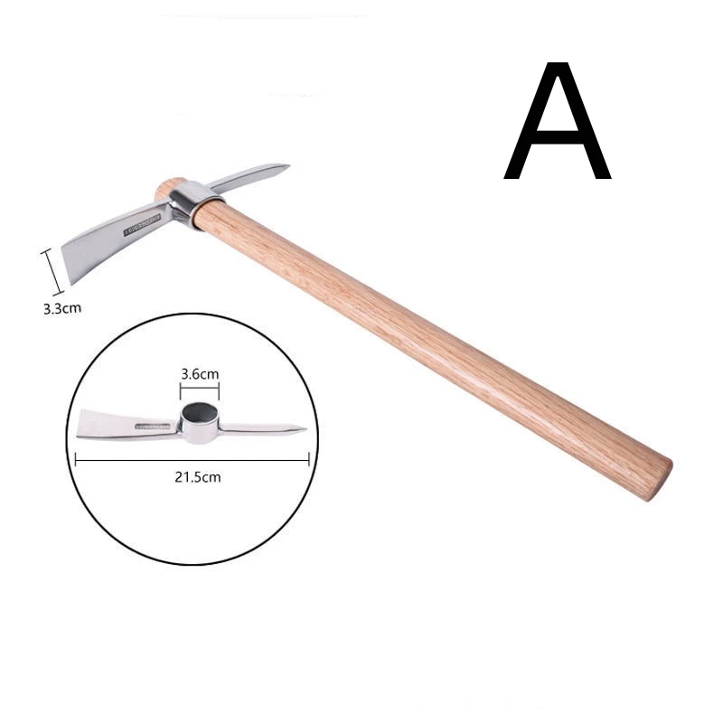 Stainless Steel Pickaxe Outdoor Pickaxe Pure Steel High Hardness Tree Root Digging Lamb Pickaxe Portable Ice Pickaxe Pickaxe