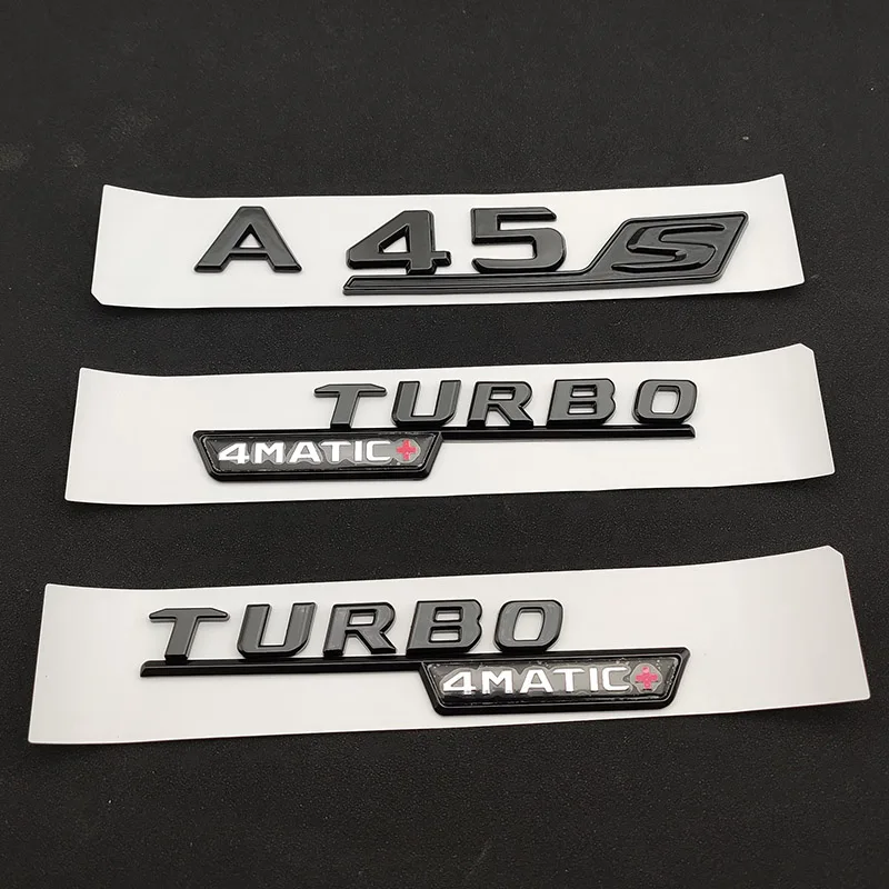 Autocollant d'emblème 3D ABS chromé noir, logo A45 S, lettres Turbo 4travaillait c, insigne de coffre de voiture, accessoires Mercedes A45S Jas W177