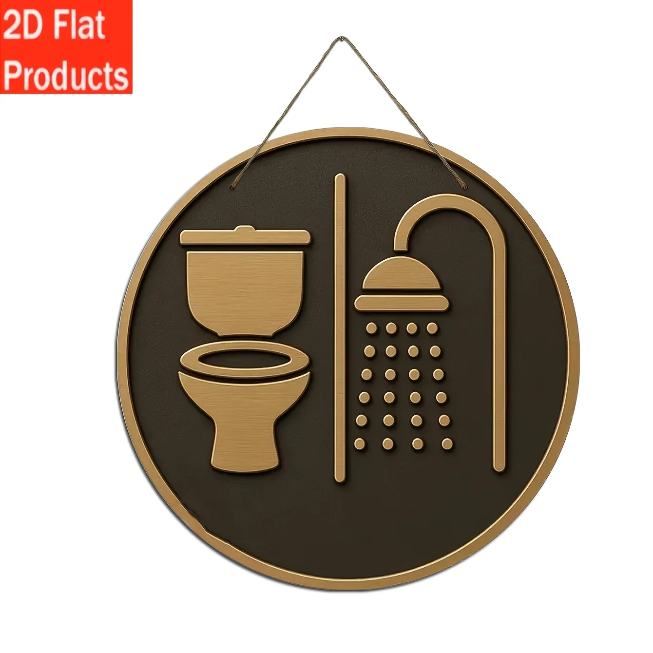 2D planar decorative sign - Bathroom logo - Toilet and shower icons - Hanging bathroom, kitchen, and hotel decorations