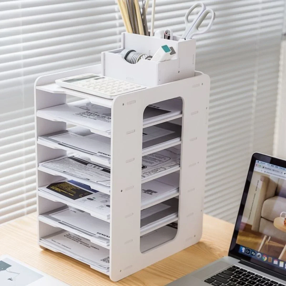 File Shelves Multi-layered Document Storage Organizer Rack A4 Paper Horizontal Layered Rack Desktop Organizer Office Accessories