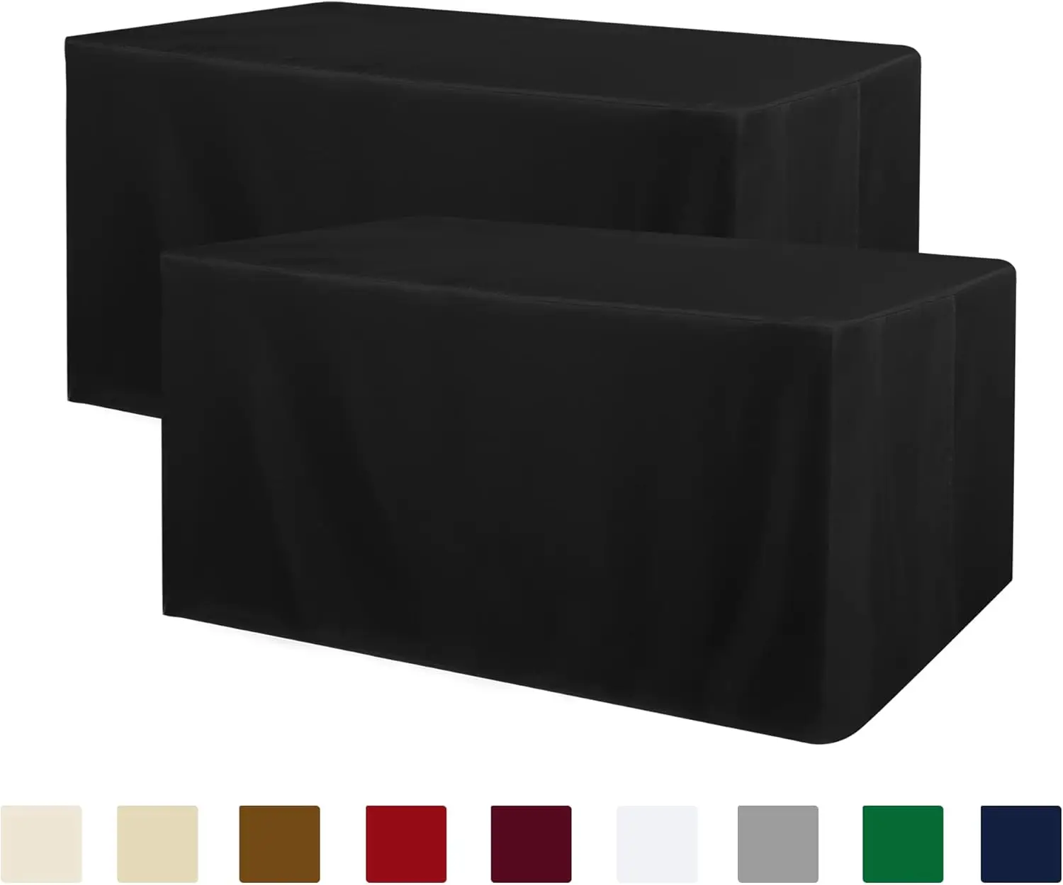 

2 Pack Black Tablecloth Fitted Table Clothes for 8 Foot Rectangle Tables - Water Resistant Washable Fabric Polyester Rec