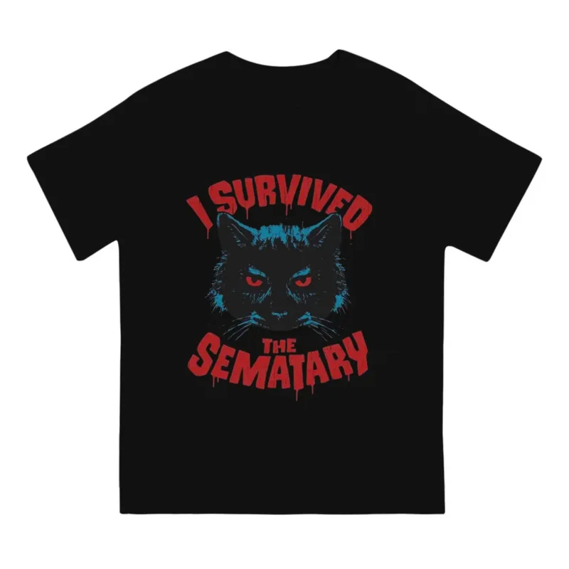 Pet Sematary Creative TShirt for Men I Survived Round Collar Basic T Shirt Hip Hop Gift Clothes Streetwear