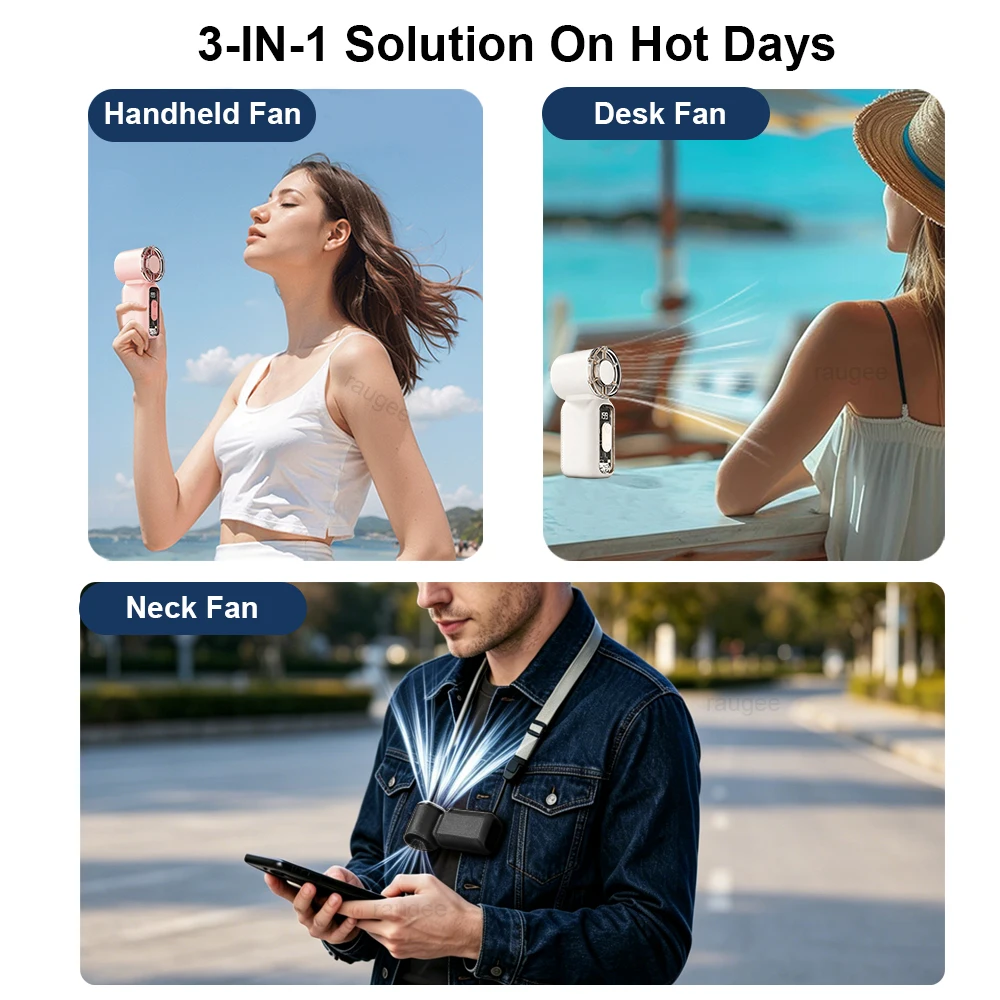 Mini Portable Handheld Fan Personal Pocket-Sized Digital Display Hand Fan USB Rechargeable Outdoor Small Pocket Hand Fan image 6