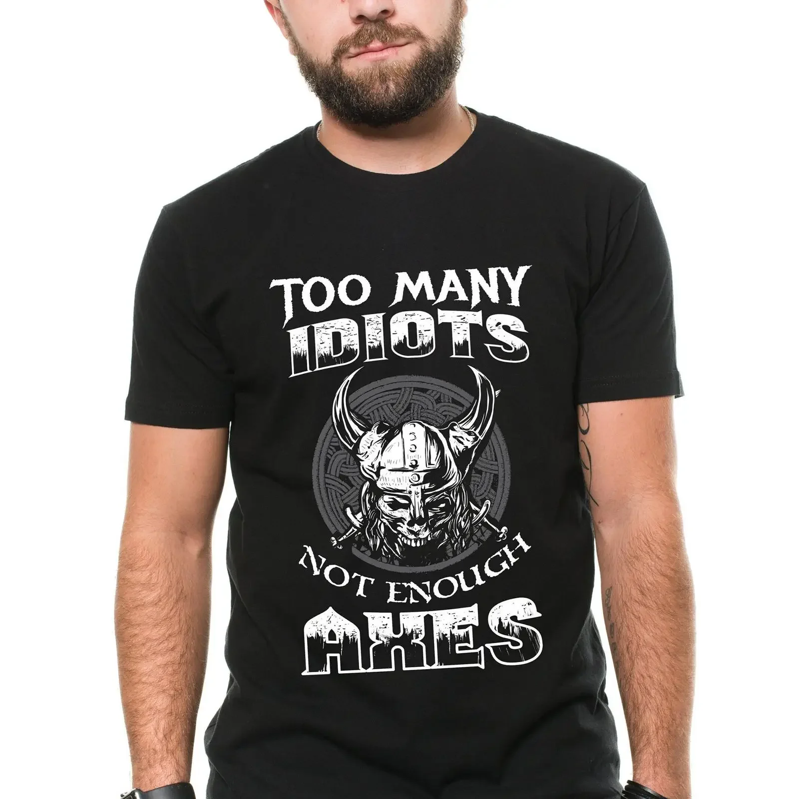 Funny Viking T Shirt Too Many Idiots Not Enough Axes vintage Washed Breathable Stretched Comfortable fashion Slightly Casual