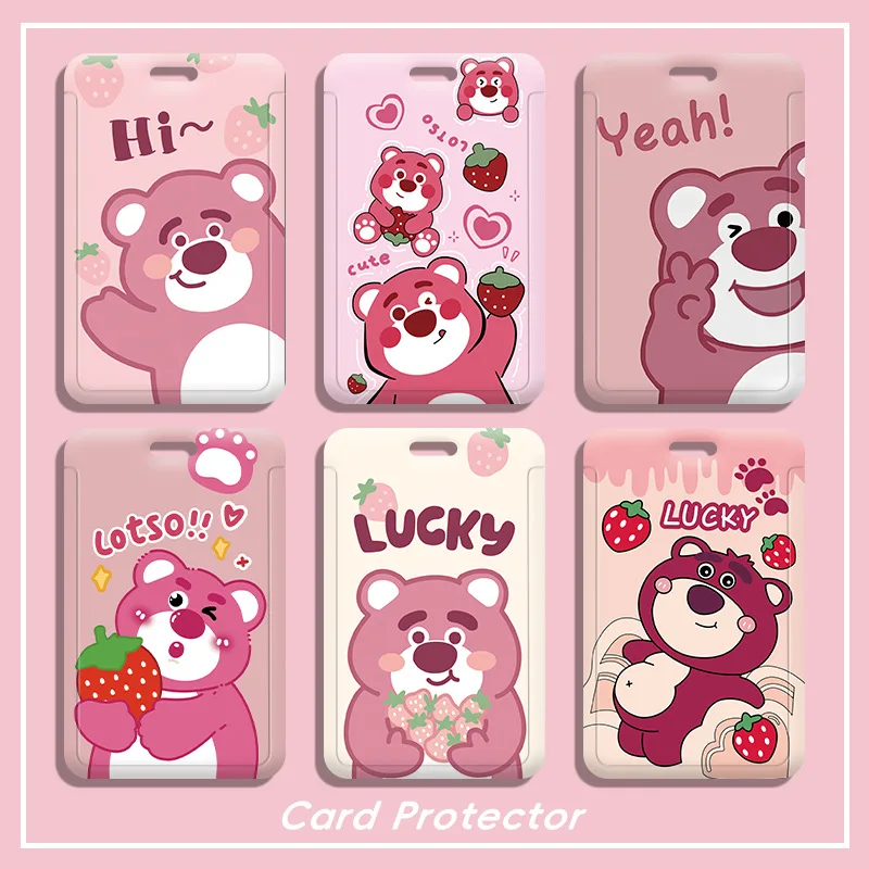 

Disney Lotso Cute ID Badge Card Holder Lanyard Door Card Case Keychain Credit Card Holders Credentials Accessories Girls Gift