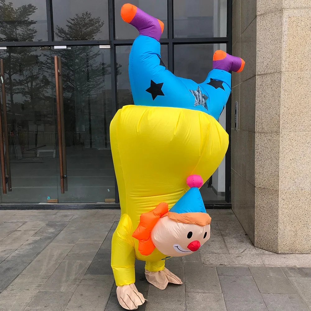 Handstand Clown Inflatable Costume Funny Blow up Outfit Halloween Cosplay Party Dress Clothes for Adult