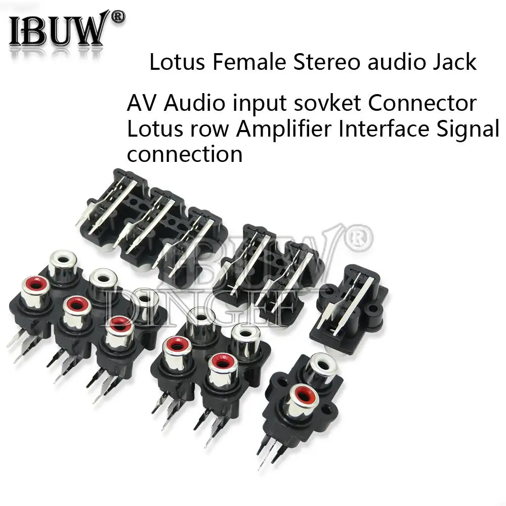 

5PCS 2/4/6 Hole RCA Female Stereo Audio Jack AV Audio Input Socket Connector Lotus Row Amplifier Interface Signal Connection