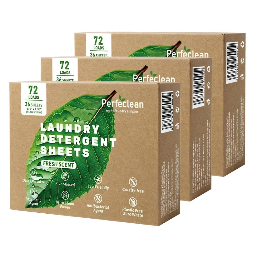 

3 Packs Concentrated Laundry Detergent Sheets Fresh Fragrance Laundry Machine Cleaning Effervescent Laundry Tablets