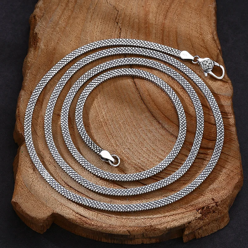 S925 sterling silver necklace stylish seiko blade chain flat snake bone necklace men and women trendystylish jewelry