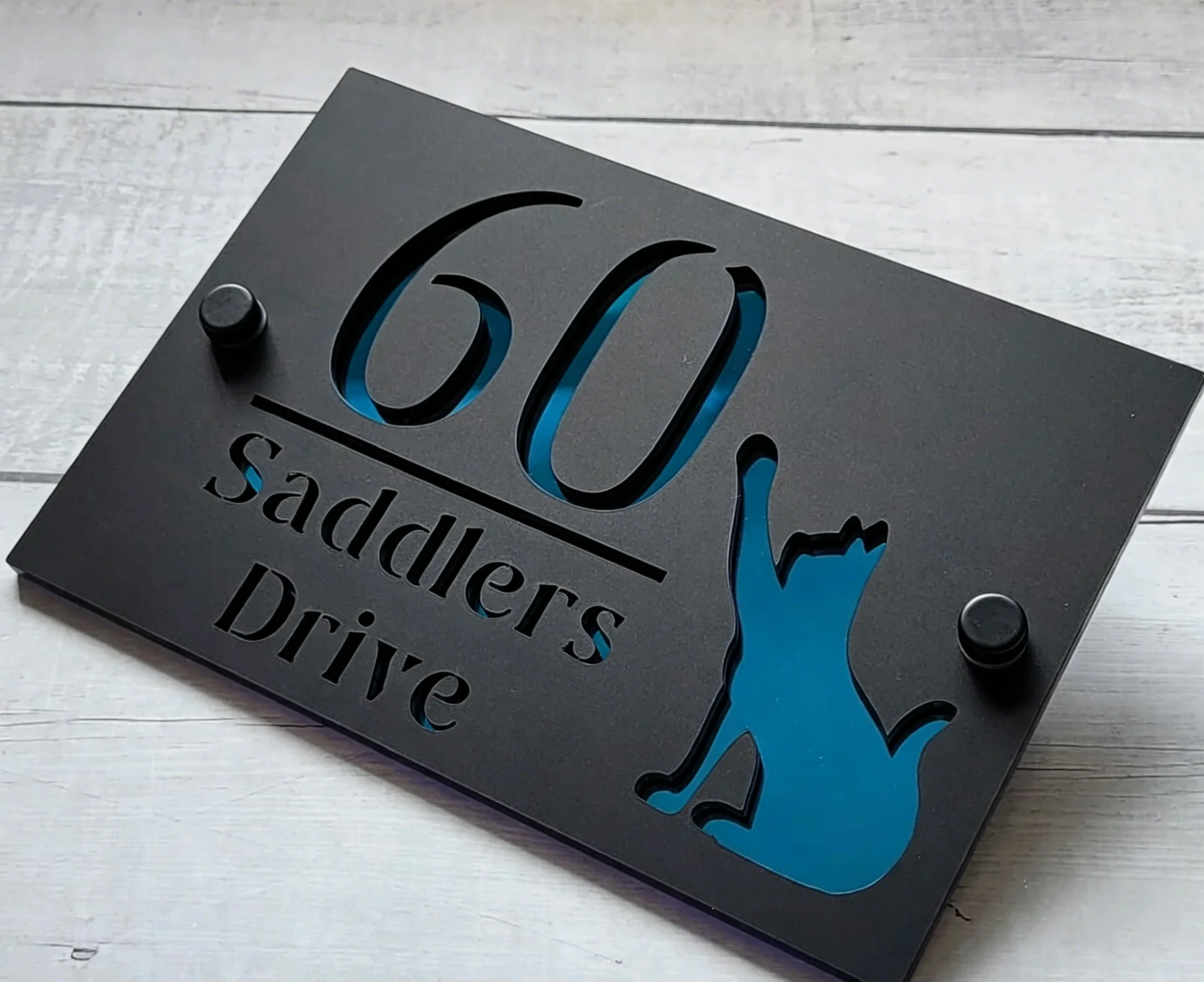 

Custom Modern Cat Doorplate, Personalized Cat-Shaped House Number Sign, Residential Address Plaque