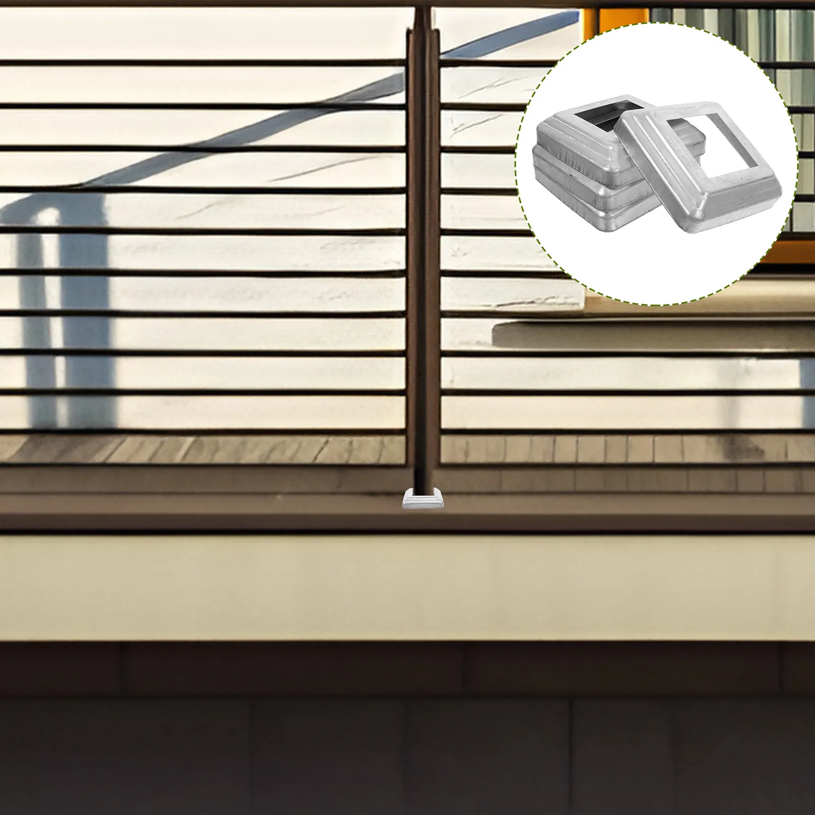 4Pcs Railing Post Skirt Steel Metal Base Cover Decorative Fence Post Skirt for Porch Deck Column Wraps Fence Parts Replacement