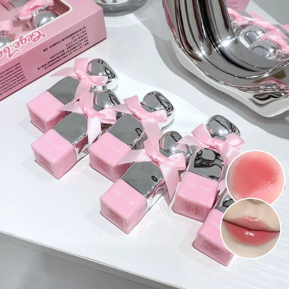 Gegebear Water Gloss Lip Glaze Set, spiegelähnliches Make-up, nicht leicht zu färben, Cup Valentinstag-Lippenstift-Set