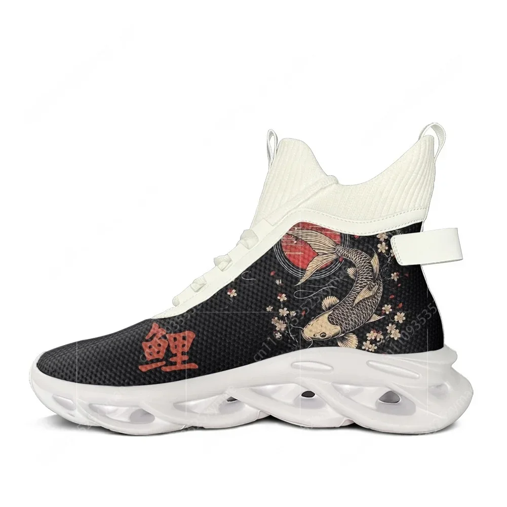 Cherry Blossom Koi Carp Fish Japanese Sakura Graphic High Top Flats Sneakers Mens Womens Hiking Sneakers Travel Running Shoes view 3