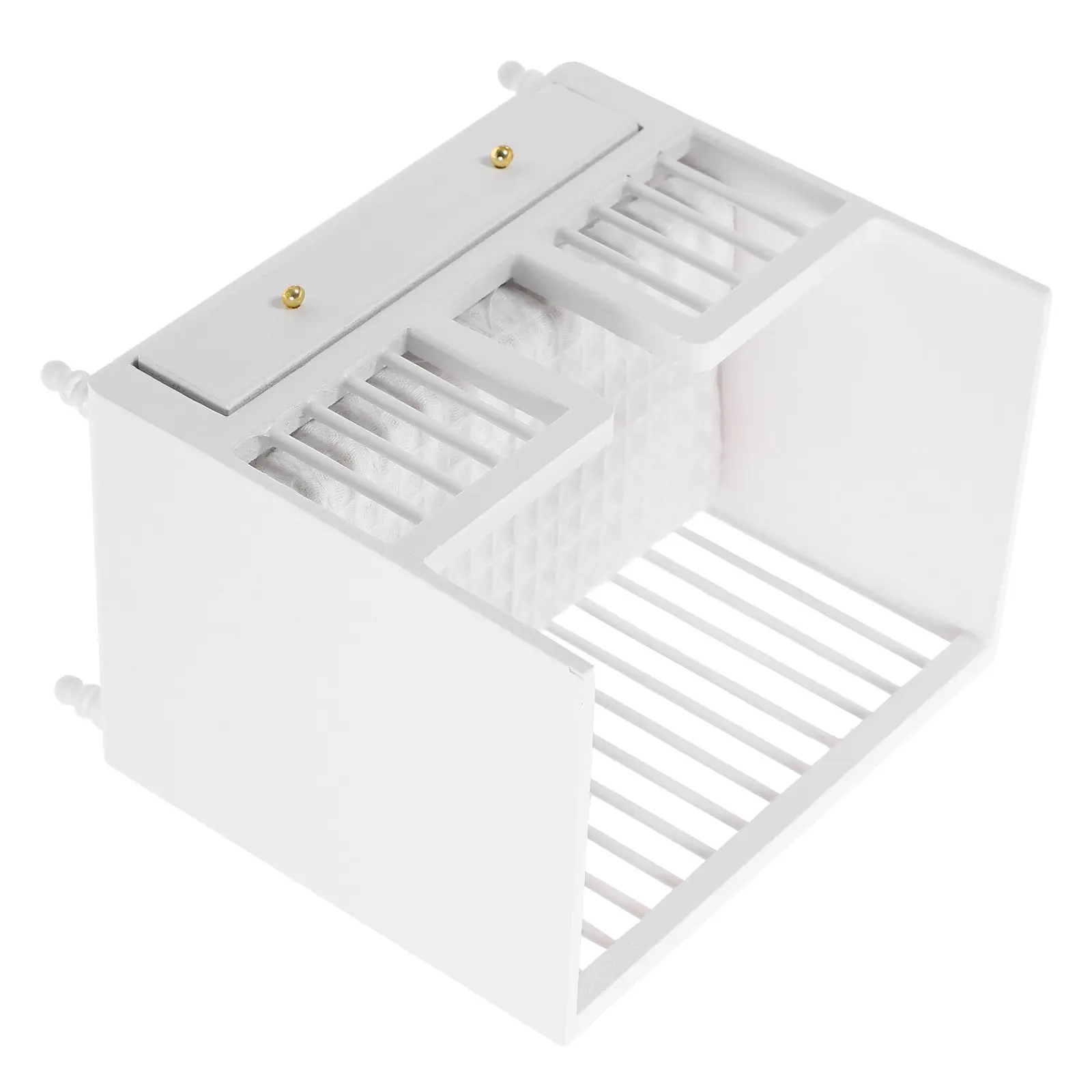 

Mini Crib Miniature Wooden Furniture Safe Natural Material Smooth Lines Mattress for Mini House Layout Accessory Decoration