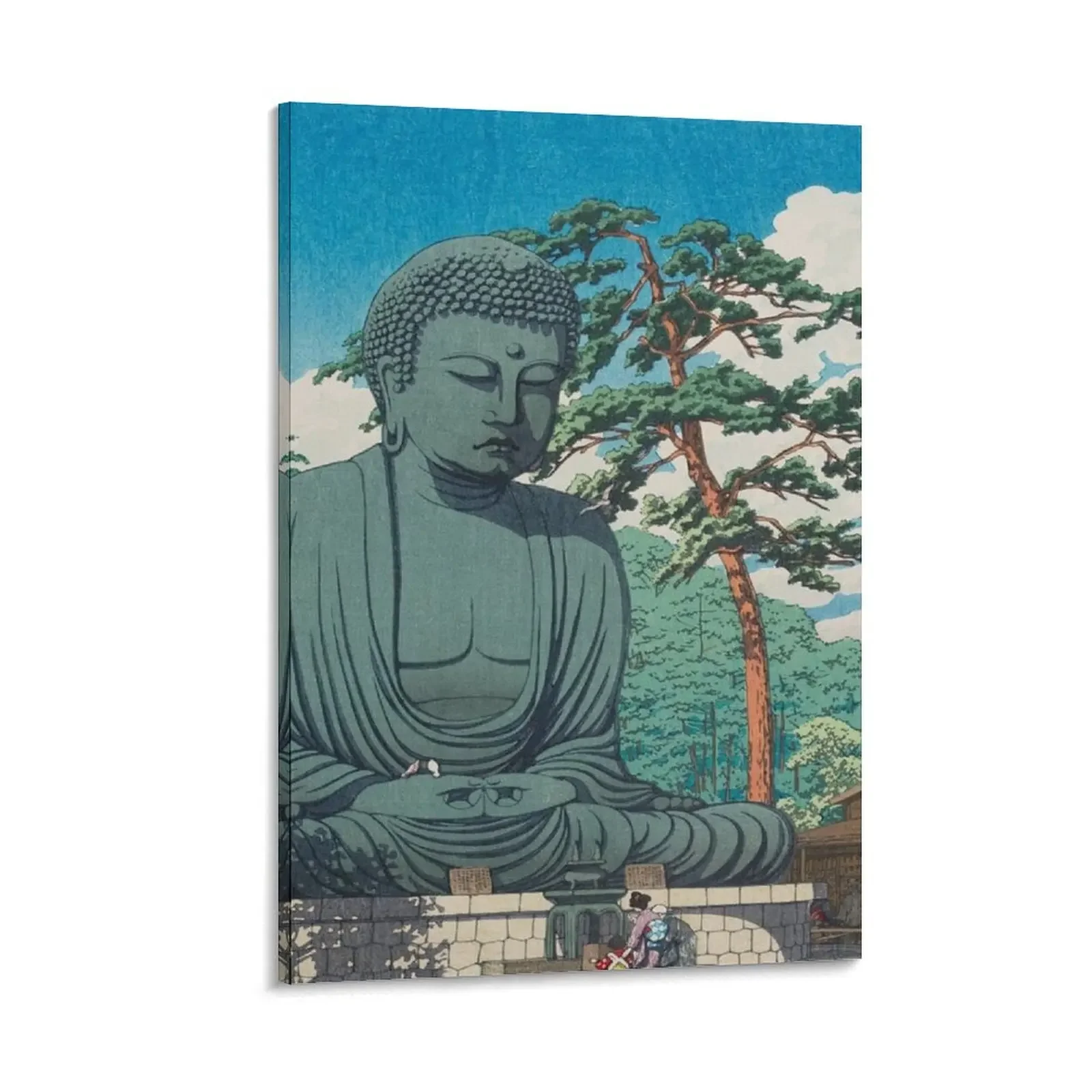 

The Great Buddha at Kamakura by Kawase Hasui, restored vintage Japanese art Canvas Painting Decor for room Decoration for home