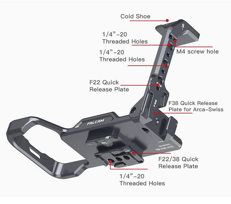 FALCAM F22&F38 Quick Release L-Bracket Plate Hand Grip with Cold Shoe For Sony A7M4 A7S3 Camera 2976