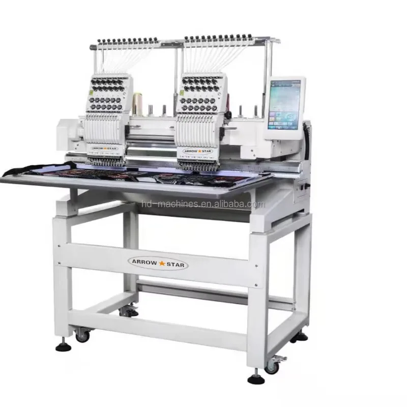 New Double Head Computerized 12 Needle High-Accuracy Cap Embroidery Machine for Garment/T-Shirt/Hat