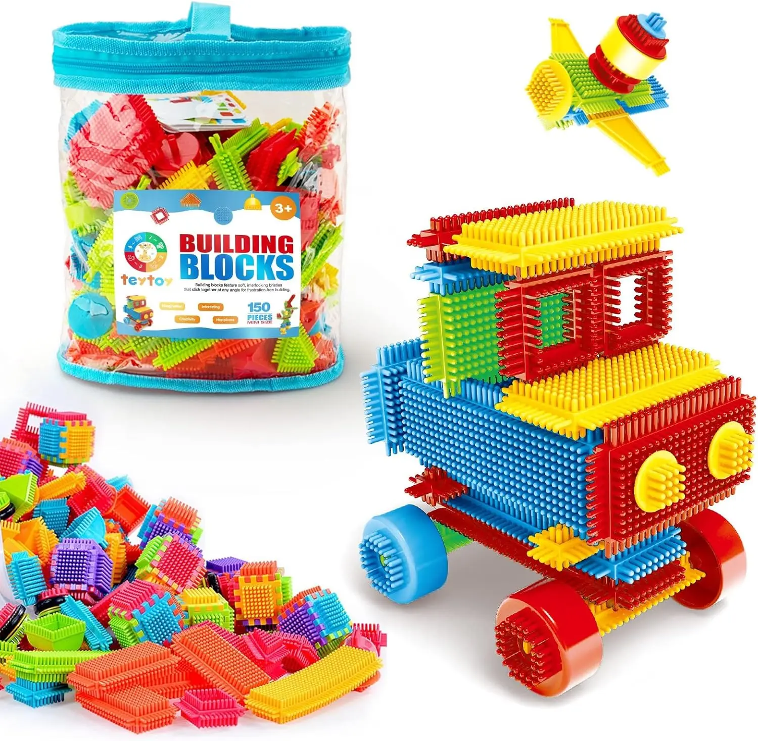 

Набор из 150 3D-блоков в форме щетинки для детей 3-8 лет, развивающие STEM-игрушки для дошкольников