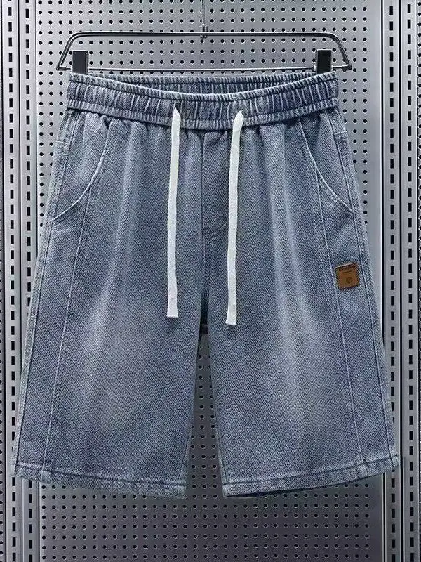 American Retro Men's Denim Shorts Summer Trendy Casual Loose Straight Tube Five-Quarter Mid-Pants Workwear Short Pants