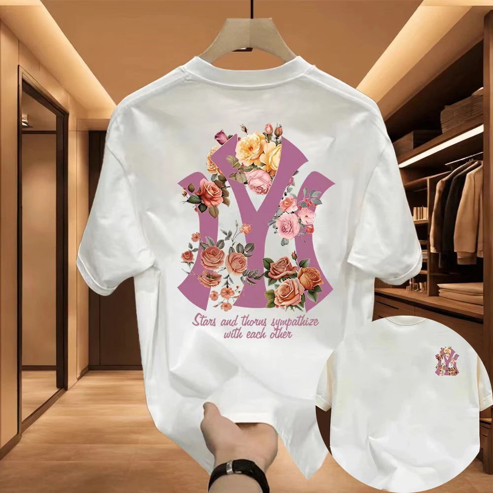 

Cotton Men's and Women's Legging-bottom Shirt, Round Neck Short-sleeved T-shirt, MB Trend Pattern Print Spring and Autumn