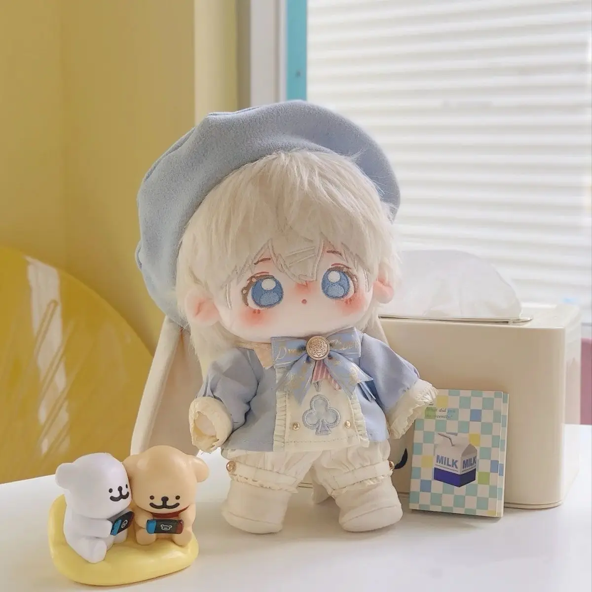 

Одежда для плюшевых кукол Kawaii 20 см, синяя школьная форма с шапкой кролика, милый наряд с заячьими ушками для хлопковых кукол, одевание Game Wardr