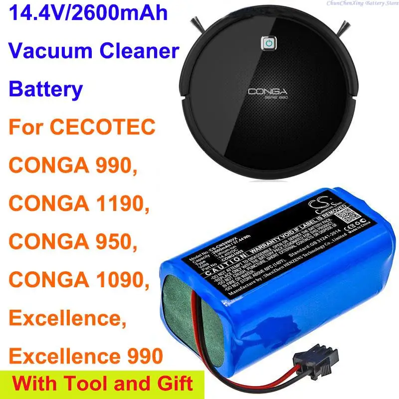 

Cameron Sino 2600mAh Battery for CECOTEC CONGA 990, CONGA 1190, CONGA 950, CONGA 1090, Excellence, Excellence 990