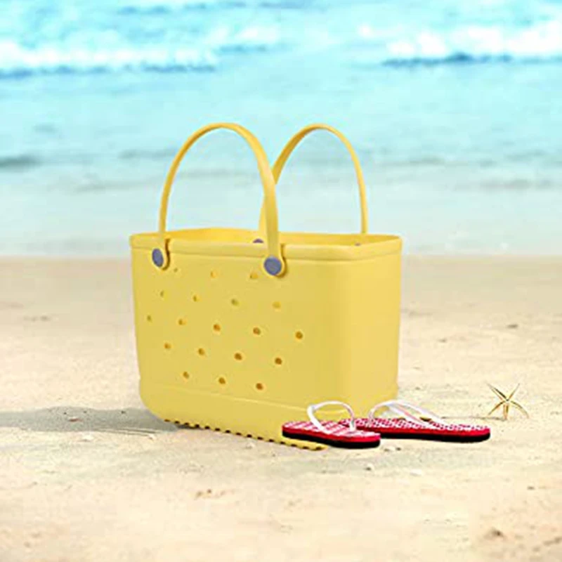 Beach Tote Silicone Basket with Sand Waterproof Travel Bag Sandproof Handbag Multi-Purpose Storage Bag for Boat Pool Sports Gym