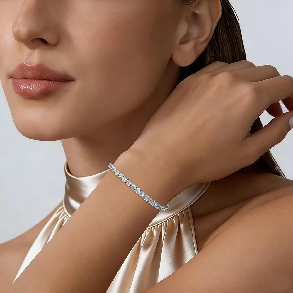 Fabrikpreis S925 Sterling Silber 3/4/5mm D Farbe VVS1 Moissanit Diamant Tennis-Armband für Männer und Frauen mit GRA – Detail 11
