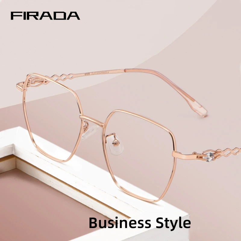 

FIRADA Luxury Fashion Eyewear 2023 Vintage Polygonal Metal Eyeglasses Myopia Optical Prescription Glasses Frame For Women 8028Z