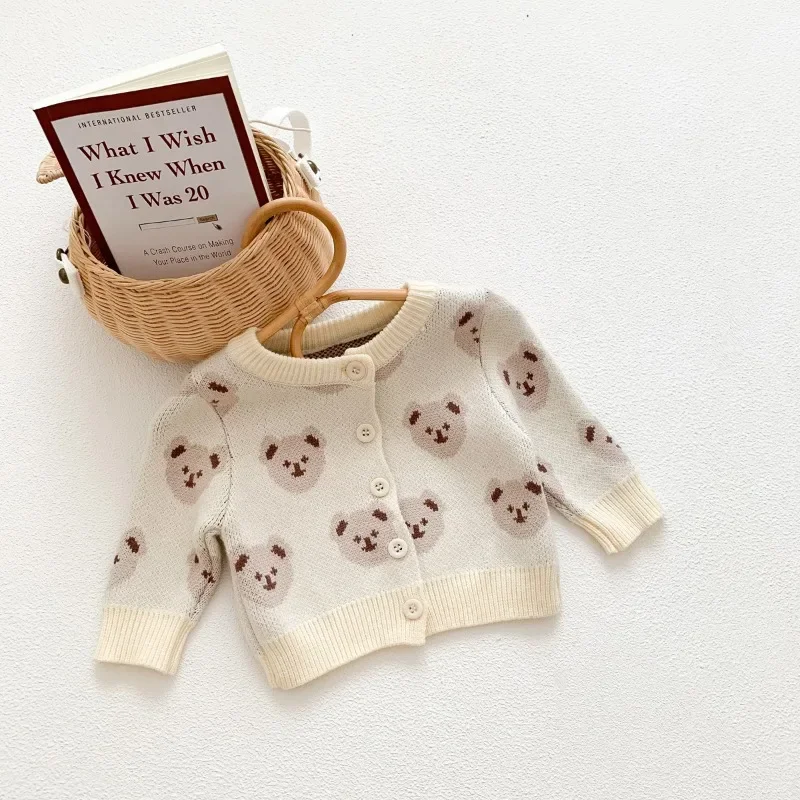 Ropa De Bebe Cute Baby Set Autumn Girl Knitted Cardigan Coat Top Boy Sweater Baby Top+Strap Pants+Leggings 3 Piece Set مجموعات