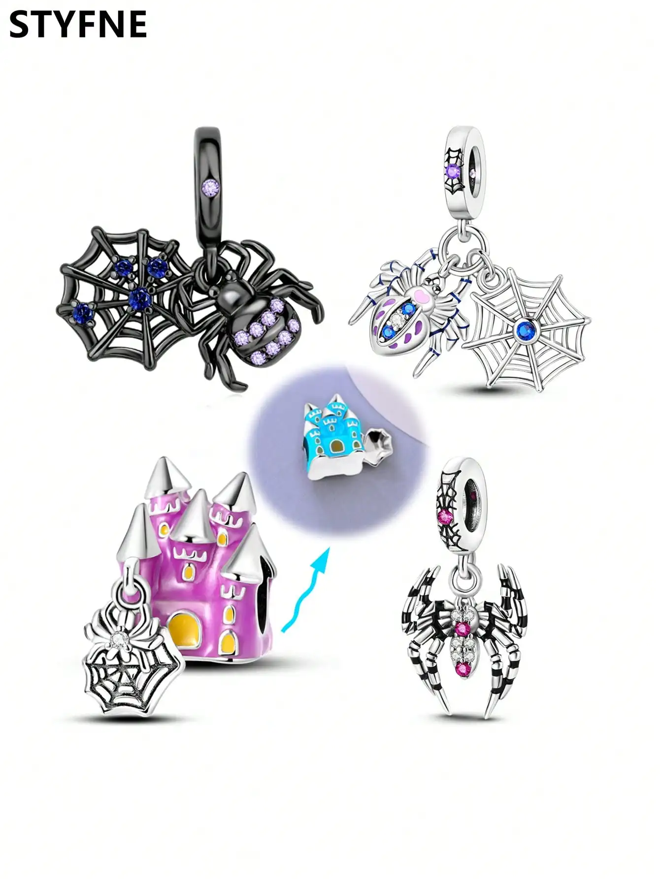 Charms Plata Halloween Spider Beads Charm Silver Plated Fit Charms Silver 925 Original Bracelet for Jewelry Making DIY Charm