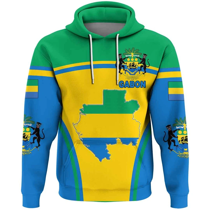 African GABON Hoodies Stitching Color Graphic Men's Hoodies 3d Printing Male Casual New Hoody Fashion Hooded Sweatshirts