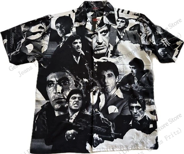 فيلم سكارفيس قميص هاواي صيفي توني مونتانا ثلاثية الأبعاد طباعة قميص الرجال النساء موضة قصيرة الأكمام قمصان عادية بلوزة مطاطا البوليستر