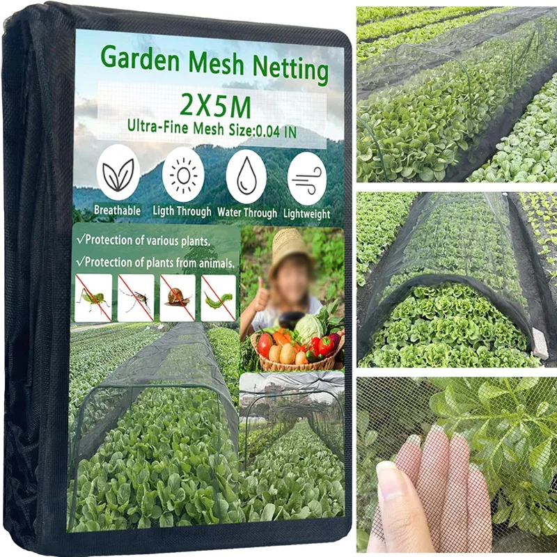 

2Pcs Black Insect-proof Net Cover Anti-bird Net Used Greenhouse Vegetables Fruits Vegetables Horticulture Landscaping Shading