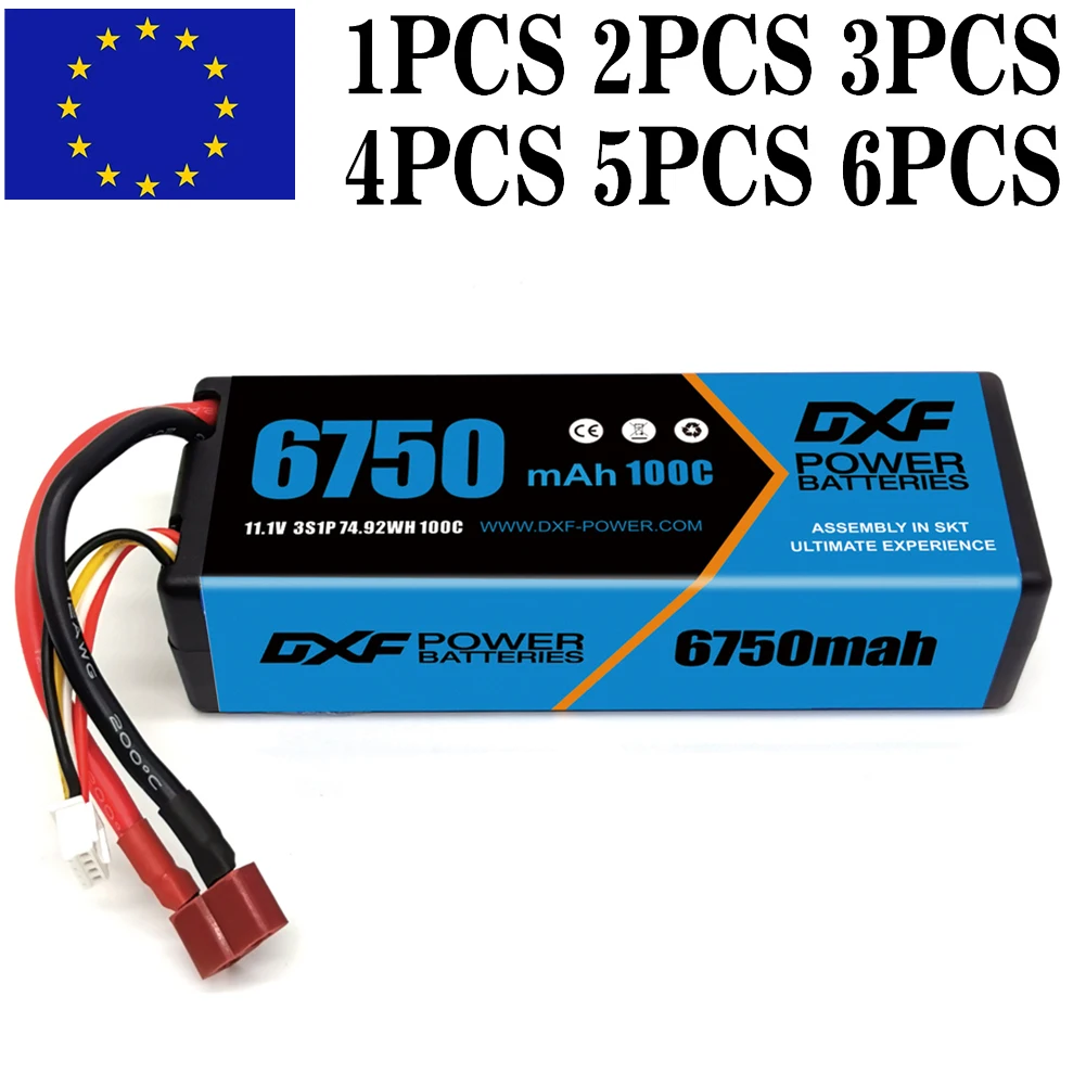 DXF 4S Lipo Battery 11.1V 100C 6750mAh Lipo Battery with DEANS/T Plug Hardcase Battery For RC Car Boat Truck Airplane UAV RACING