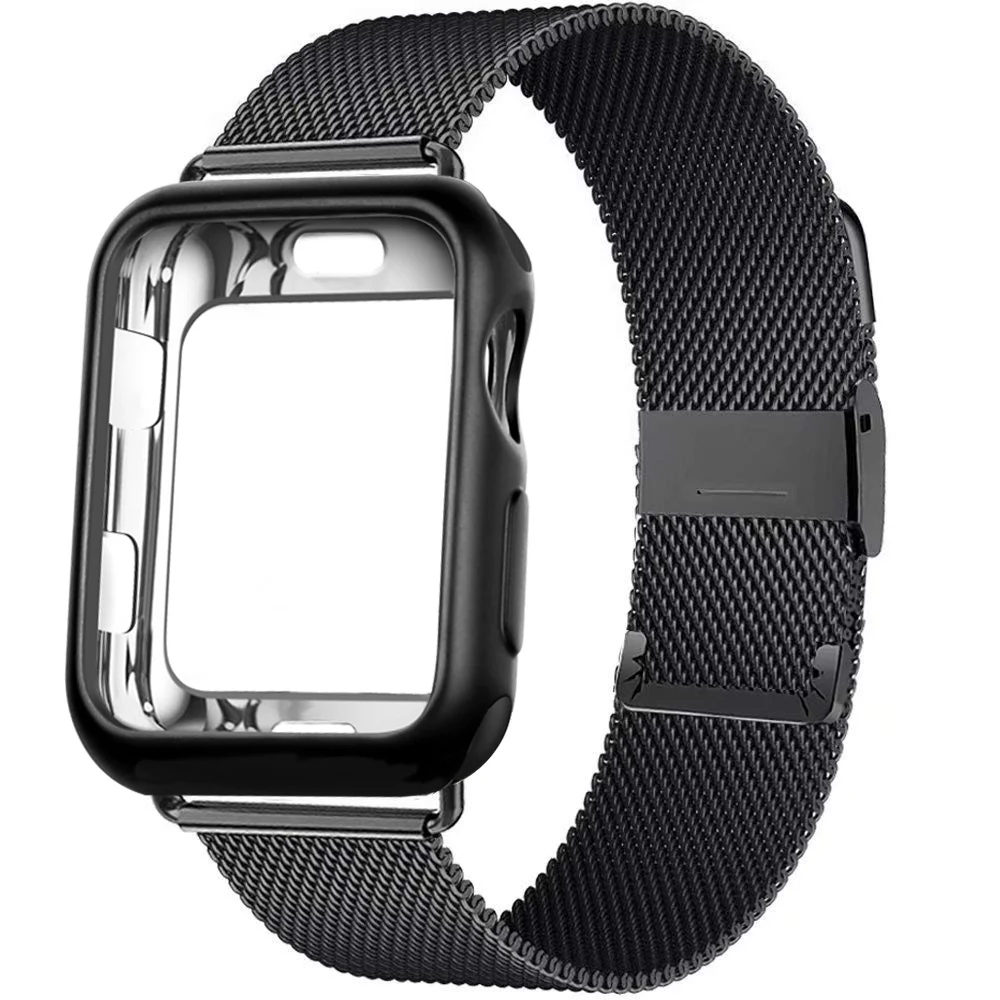 Case+Strap For Apple Watch Band 44mm 40mm 38mm 42mm 40 44 Mm Magnetic Loop Stainless Steel Metal Bracelet iWatch 3 4 5 6 Se Band