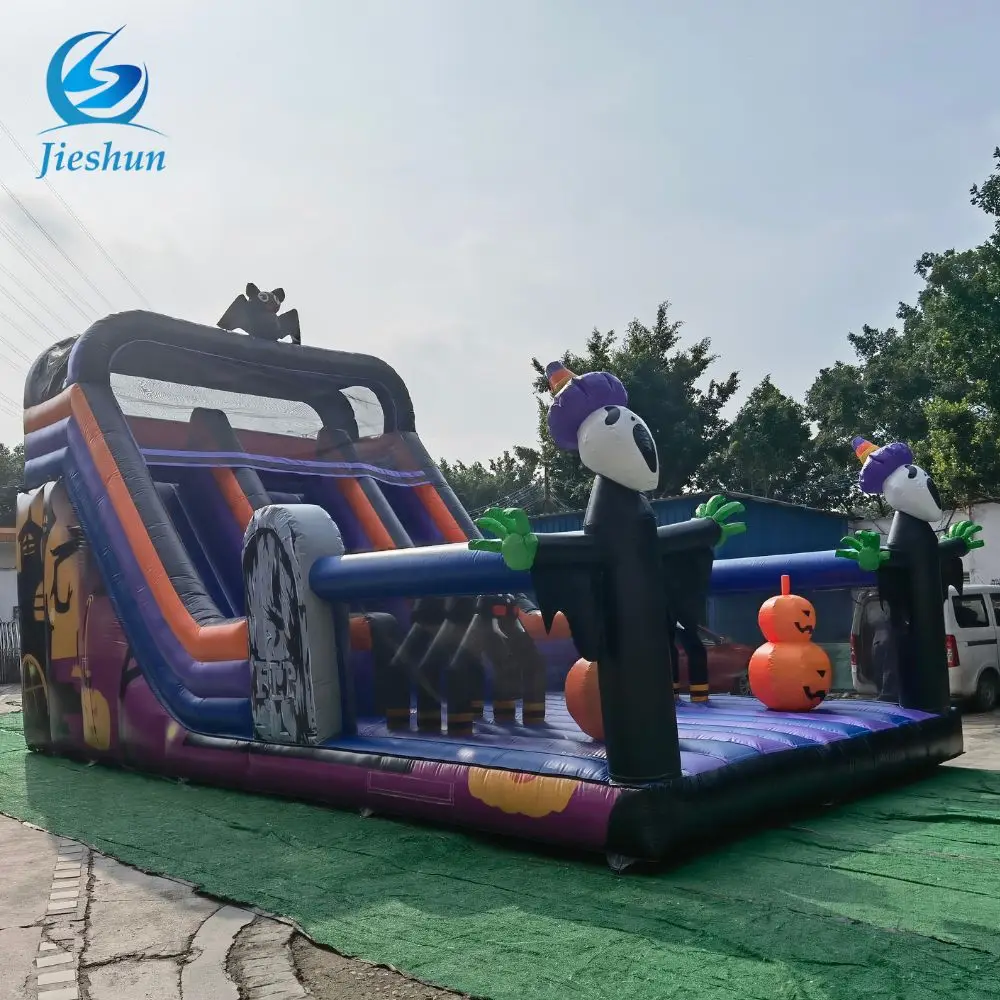 Halloween Outdoor Ghost Pumpkin Inflatable Bouncer Slide Bouncing Castle with Slide