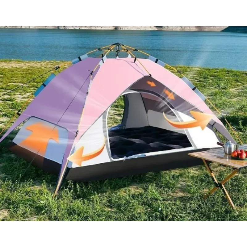 

Automatic Pop Up Camping Outdoor Pink Green Double-layer Picnic Breathable Tent