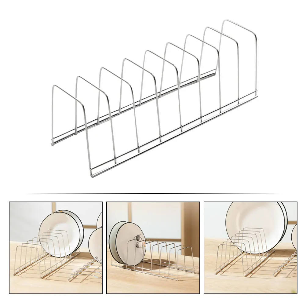 

Stainless Steel Dish 8 Compartment Bowl Plate Drainer Drying Storage Holder For Countertop Space Saving Drainage Holes Dishes