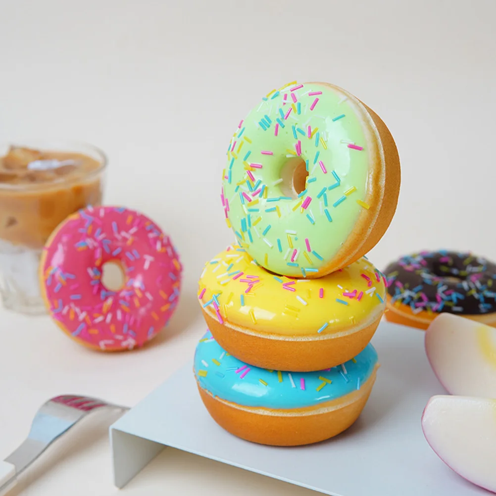 6 Pcs Simulation Donut Fake Baby Shower Party Desserts Doughnut Model Cute Color Splash Doughnuts Accessories