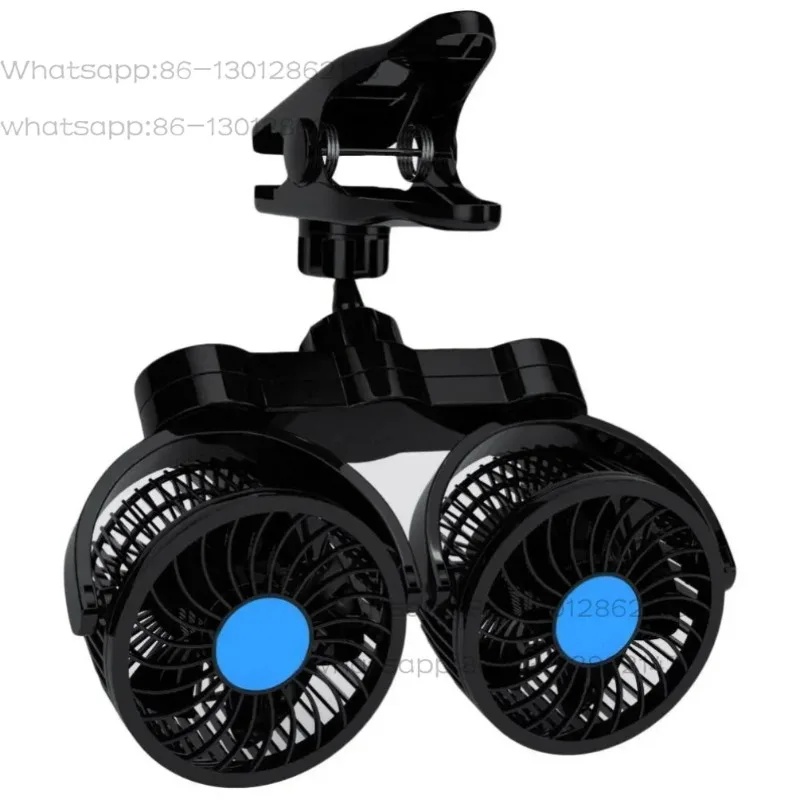 12/24V Dual Head Adjustable Wind Summer Car Truck Rotatable Clip Cooling Fan