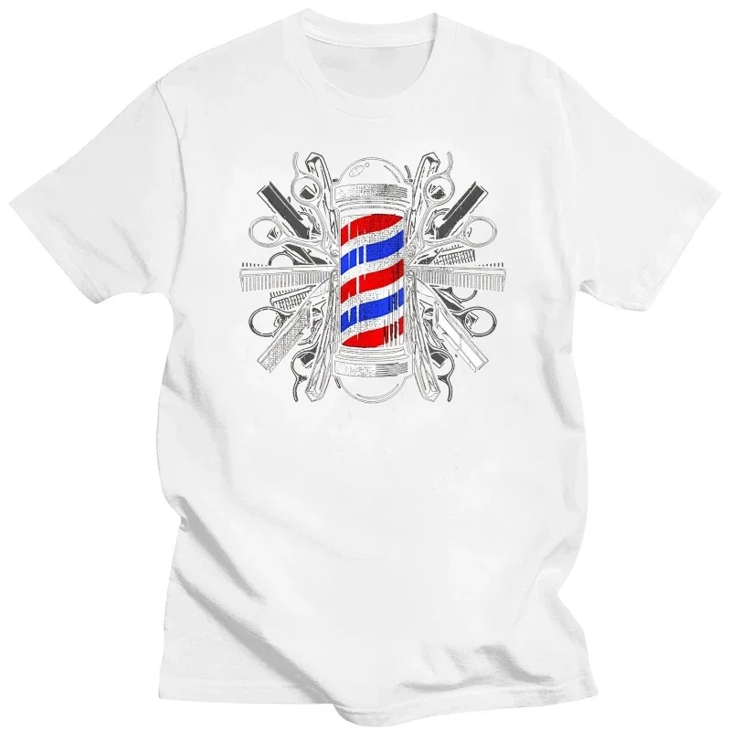 2019 New Summer Cool Tee Shirt Barbers Pole Scissor Hair Clippers Comb T Shirt - Barber Tee Cotton T-shirt