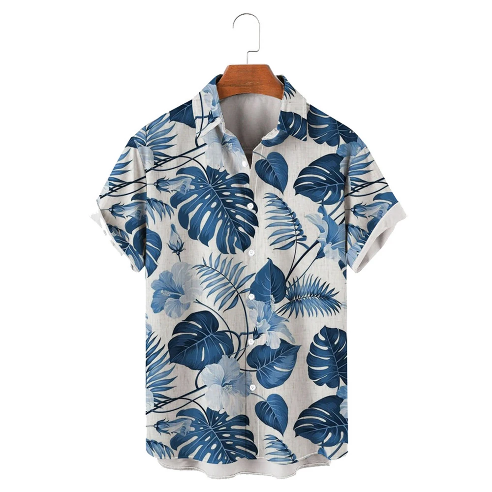 HX Fashion Men's Shirts Hawaii Polynesia Coconut Grove Ocean Casual Shirt for Men 3D Graphics Tops Beach Shirt Streetshirts