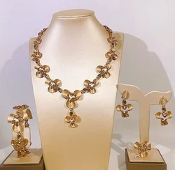 Newest Women's Jewelry Set Party Necklace Earrings Bracelet Ring Accessories Small Flower