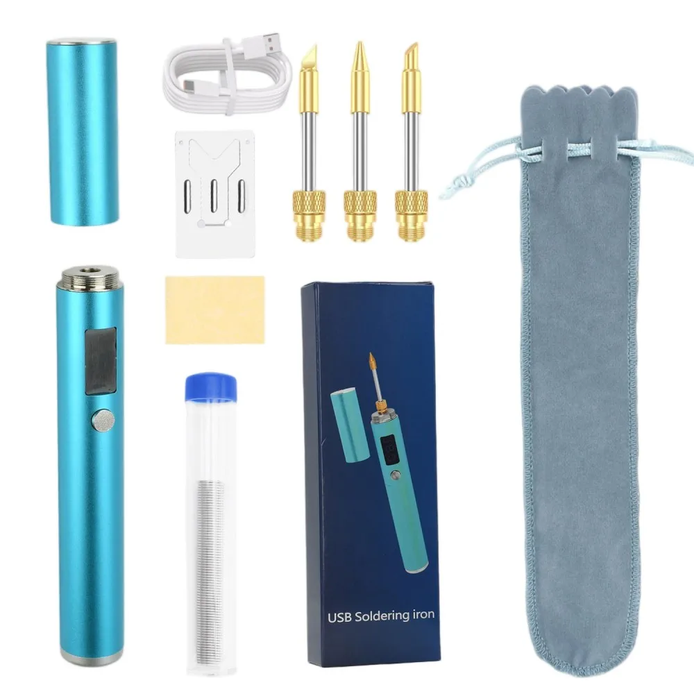 

Portable Soldering Iron LED Digital Display 300-450℃ Adjustable 2600mAh Rechargeable Type-C Auto Shutdown 8-10S Heat for Repair