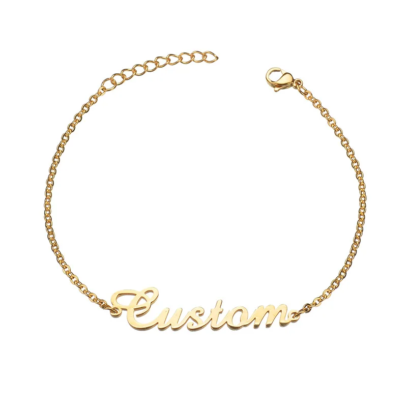 

Custom Personalized Stainless Steel Name Bracelets for Women Girls Customized Charm Letter Bracelet Nameplate Handmade Jewelry